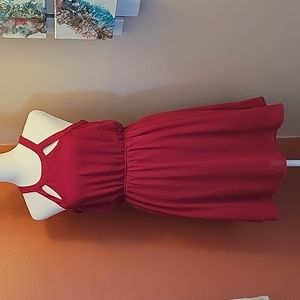 Monteau Red Chiffon Mini Dress Size Medium